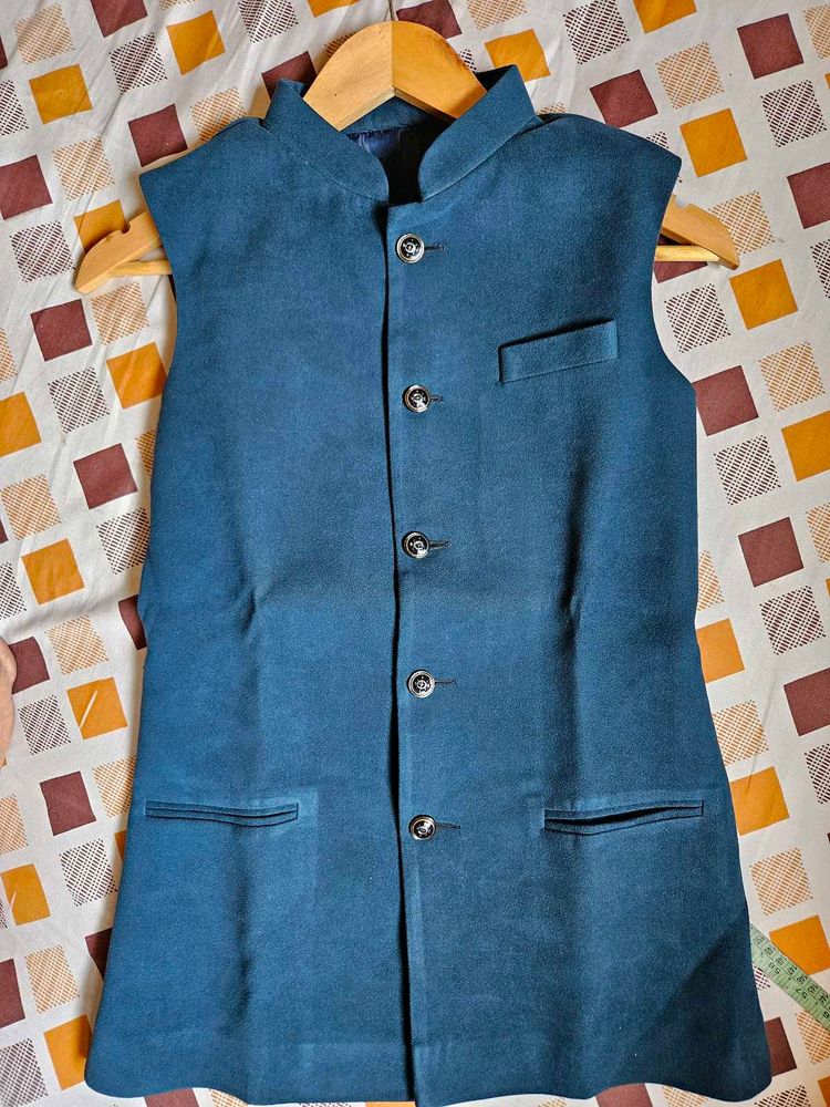 Men Solid Terry Ethnic Jacket