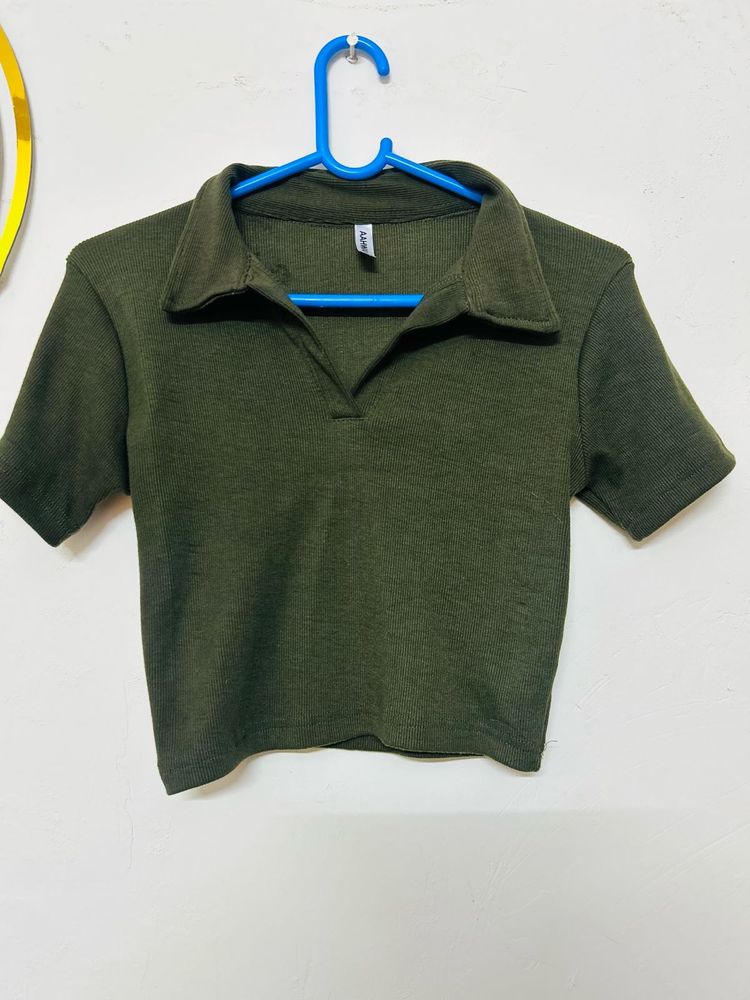 Green Crop Top