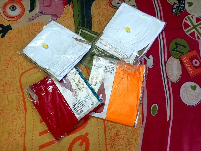 Colorful Churidar Leggings - set of 4