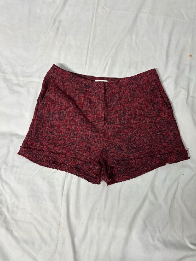 Textured Red Shorts