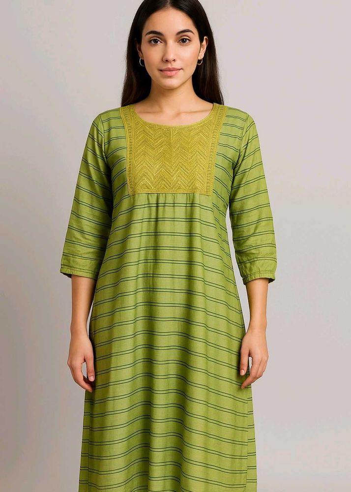 Striped Dress with Embroidery