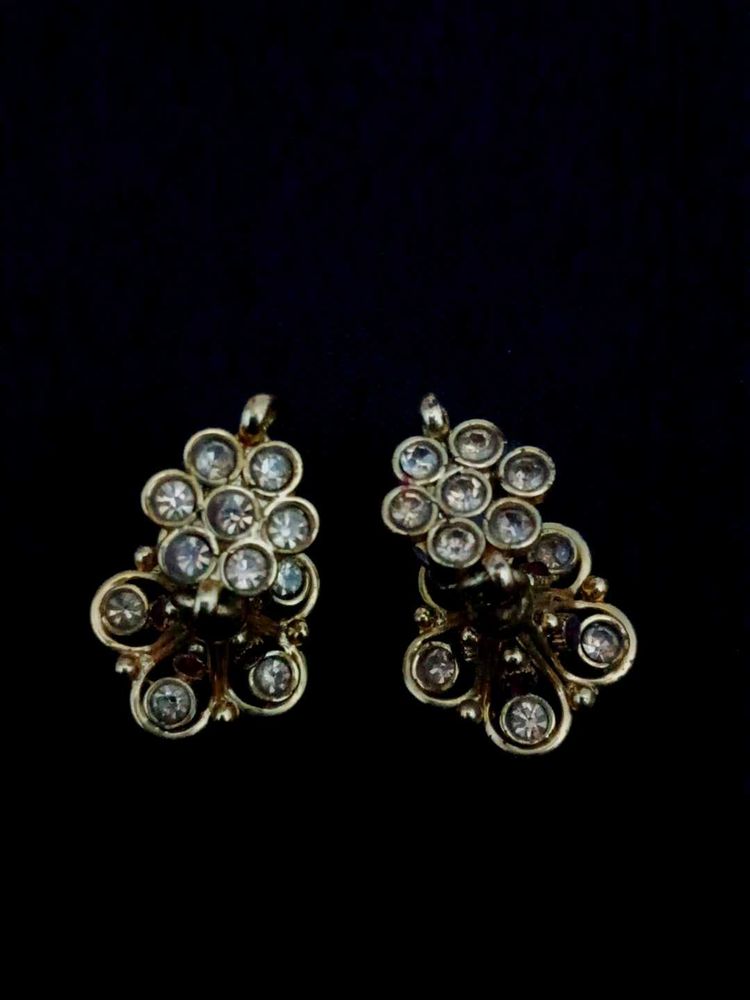 Vintage Rhinestone Cluster Earrings