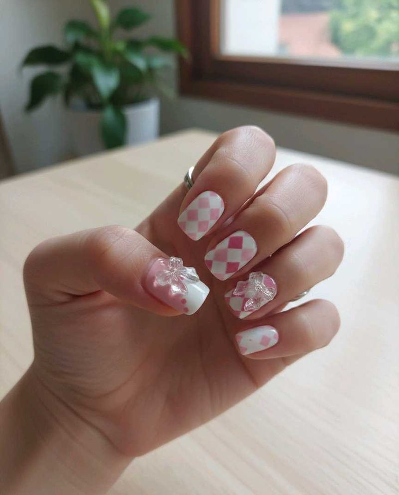 Pink Plaid Press-On Nails