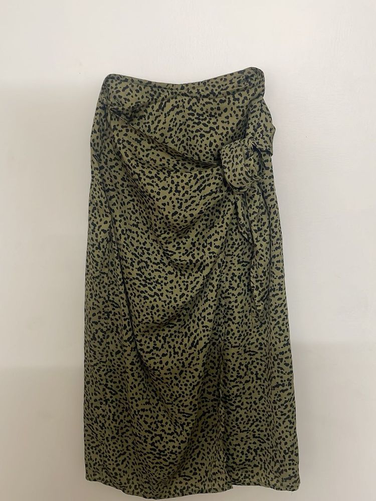Animal Print Wrap Skirt