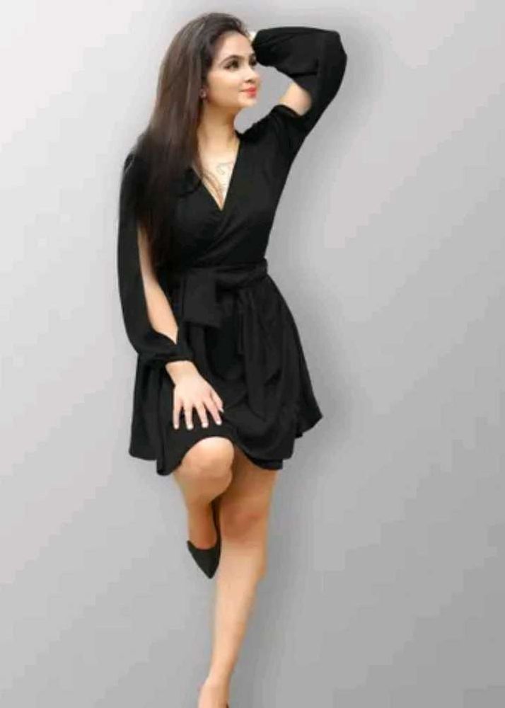 Black Mini Wrap Dress