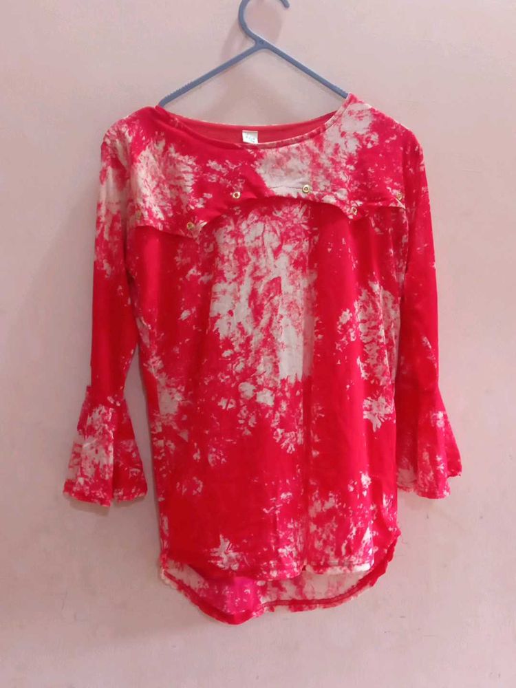 Red Tie-Dye Top