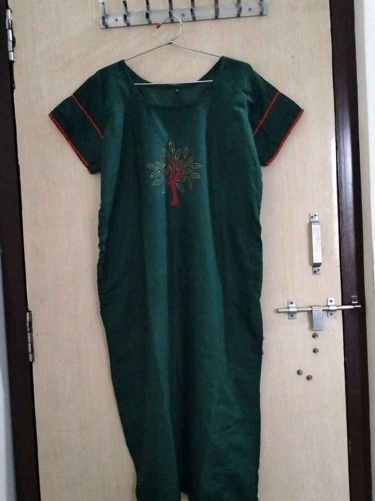 Green Colour Straight Kurta