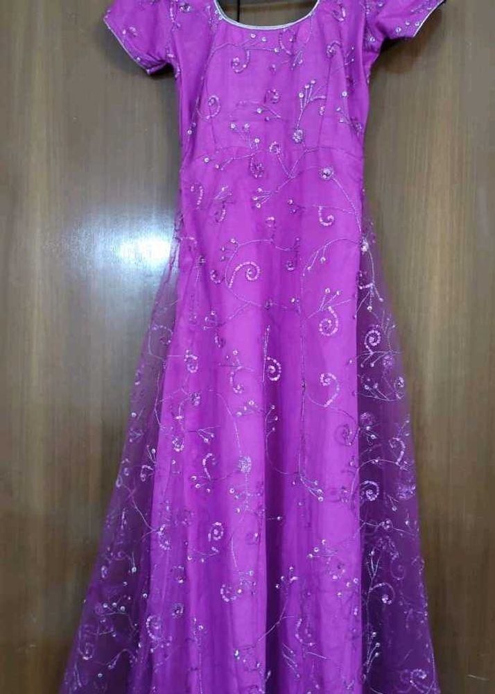 Magenta Embellished Ethnic Stitched Gown w