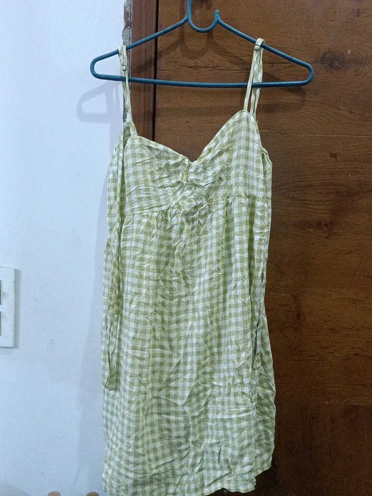 Cute Green Gingham Slip Dress