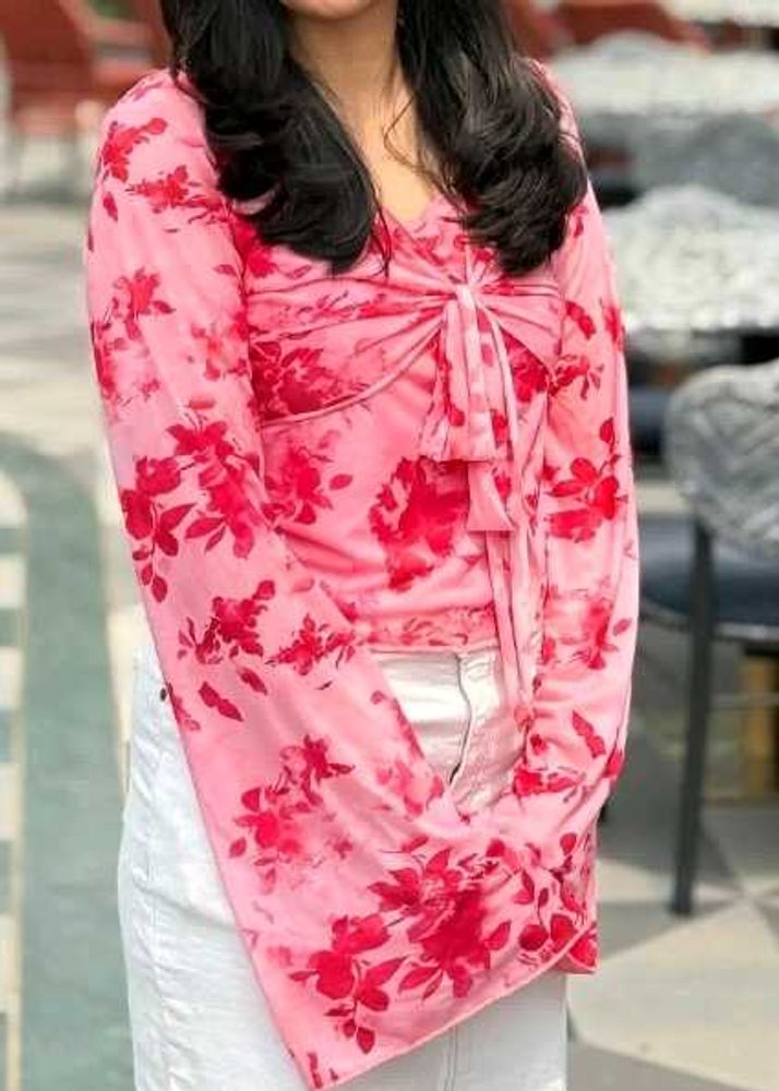 Floral Print Tie-Up Top