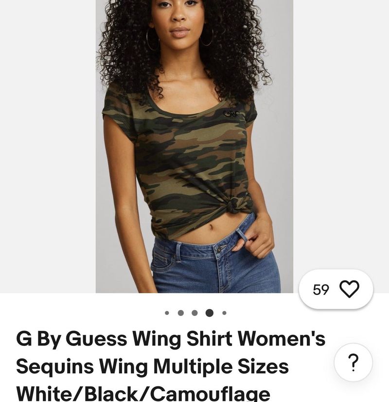 Guess Camouflage Sequined Back T Shirt