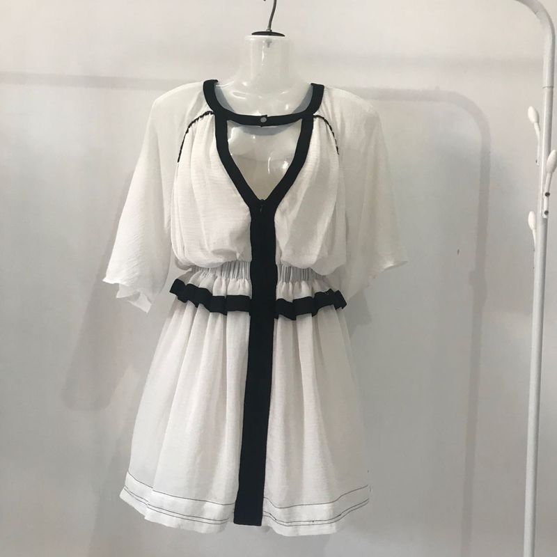Chic White &amp; Black Mini Dress
