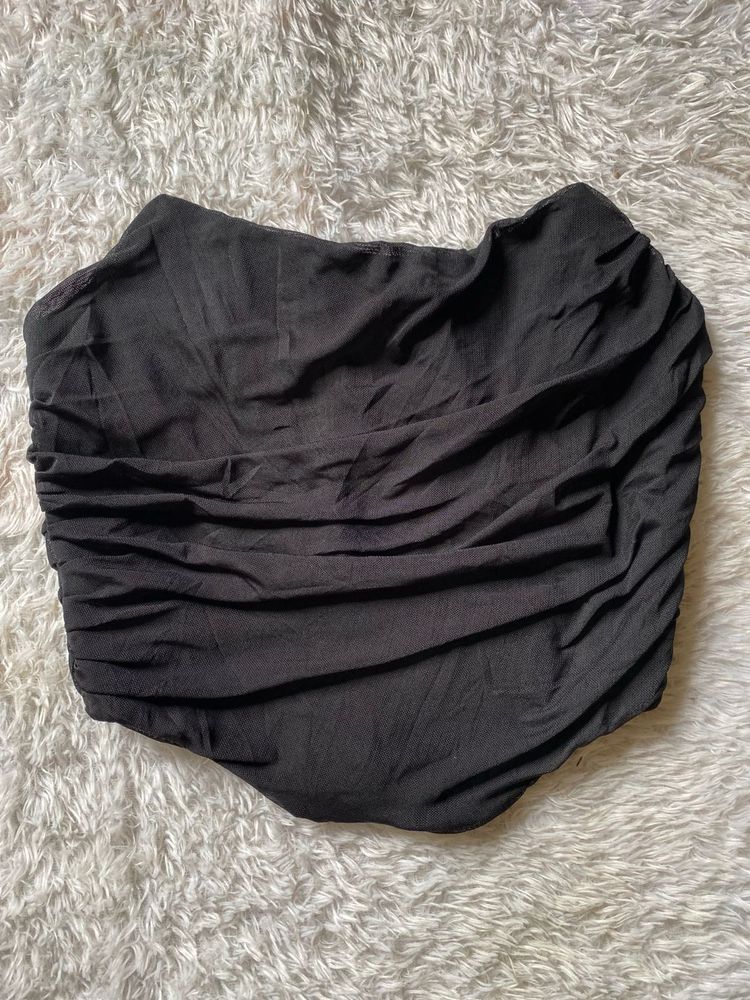 Black mesh  Ruched Corset Top