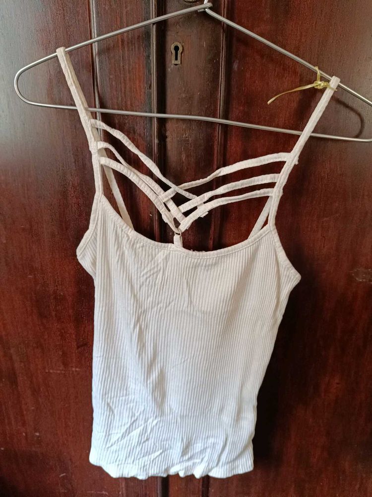 White Top With Crisscross Neckline