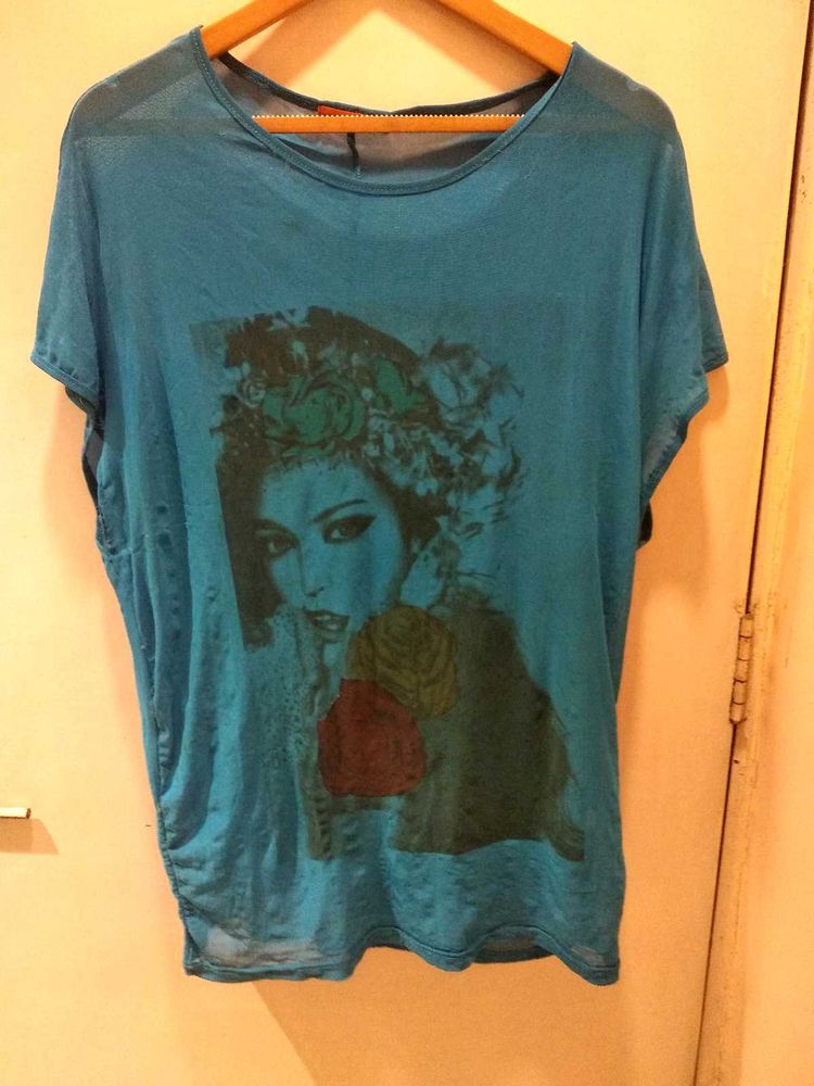 Beautiful Graphic Mesh Top