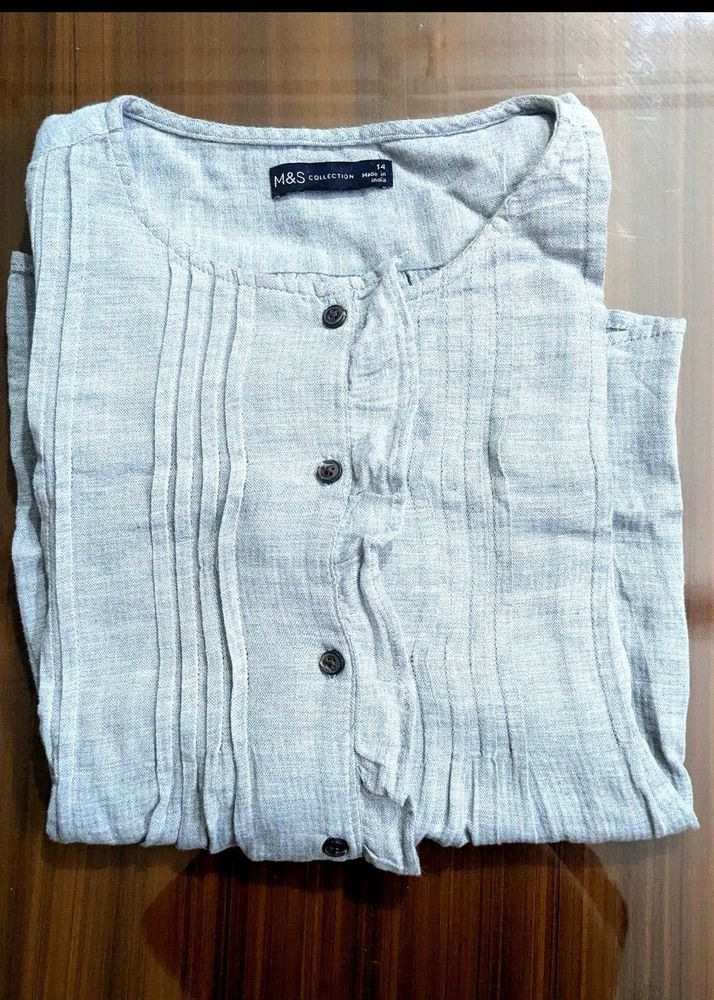 M&amp;S Collection Gray Button Down Top
