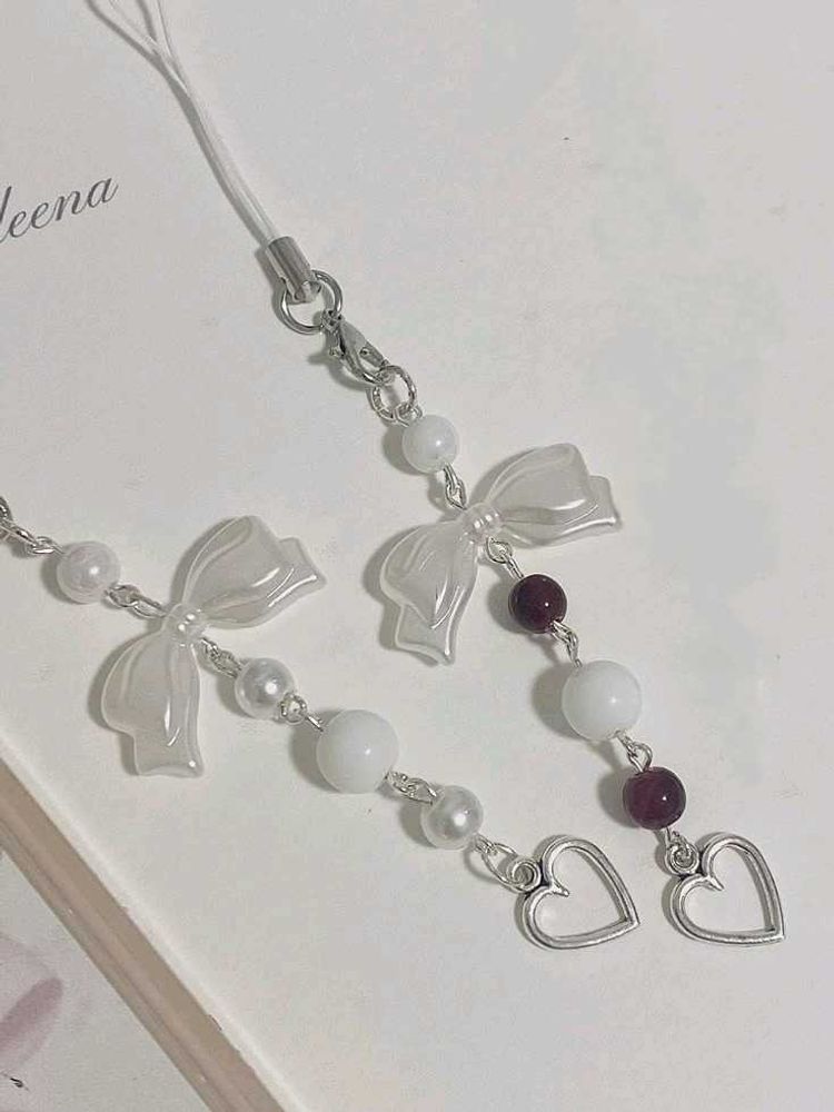 Cute Bow &amp; Heart Phone Charm