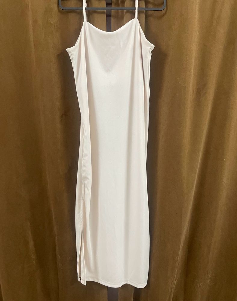 Elegant Slip Dress In Beige Color