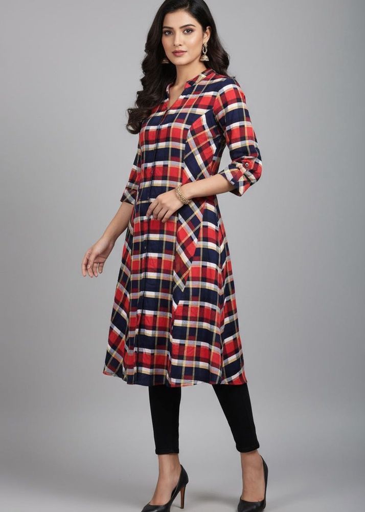 Red Plaid Tunic Shirt