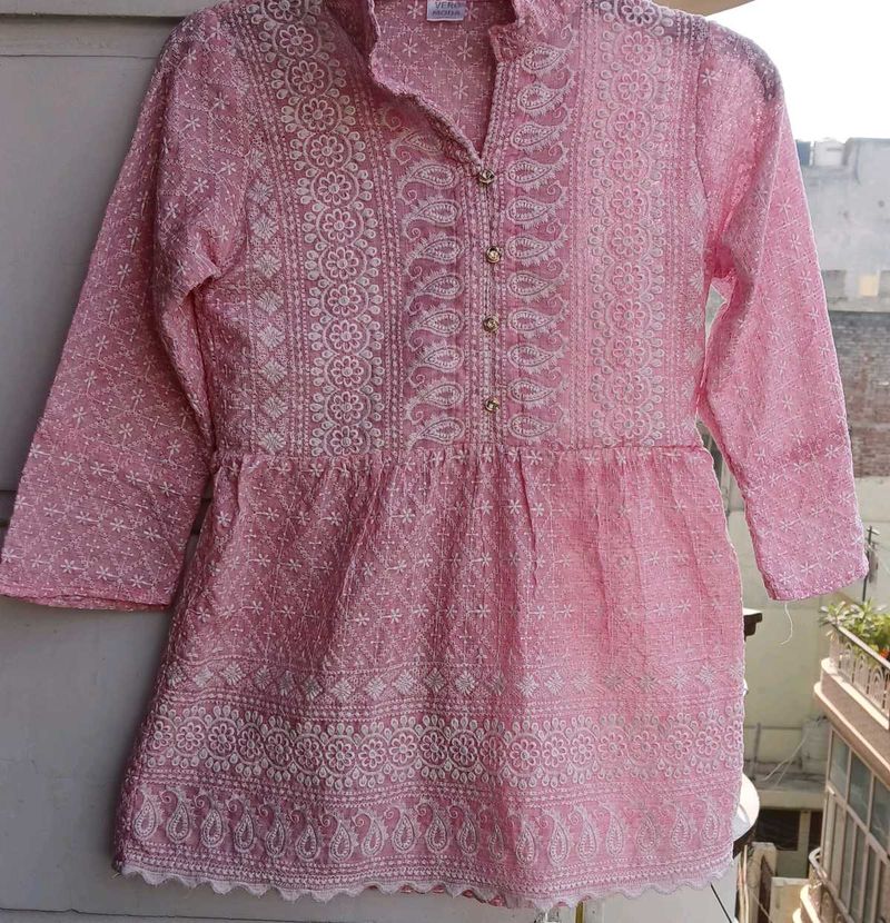 Baby Pink Chikankari Top