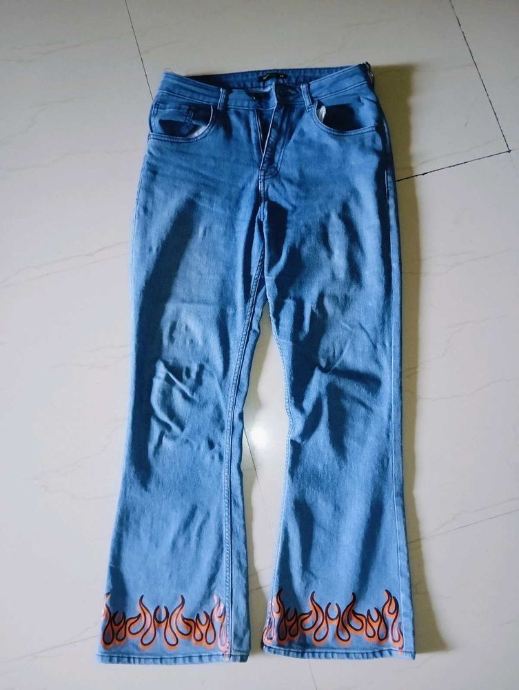 Flame Hem Flare Jeans