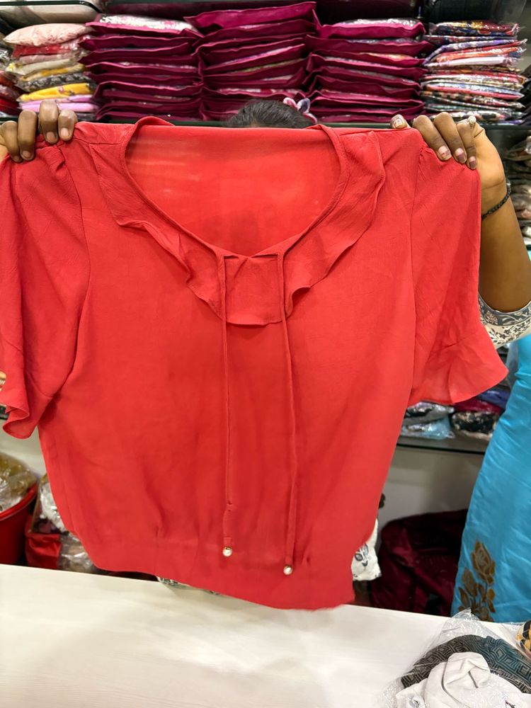 Red Ruffle Top