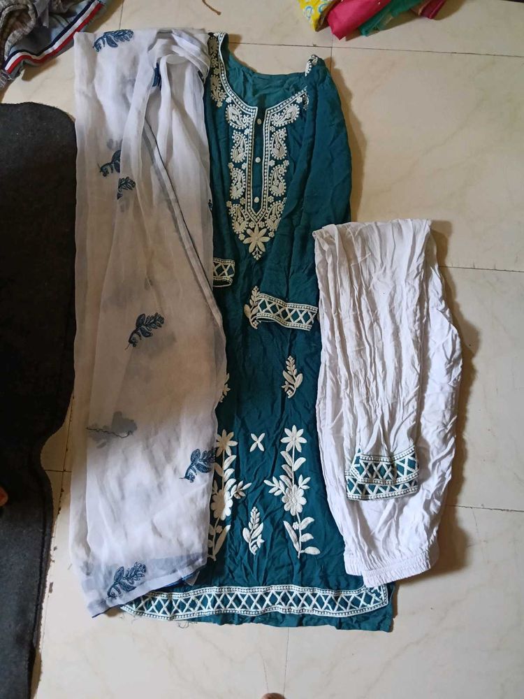 Teal Embroidered Salwar Kameez
