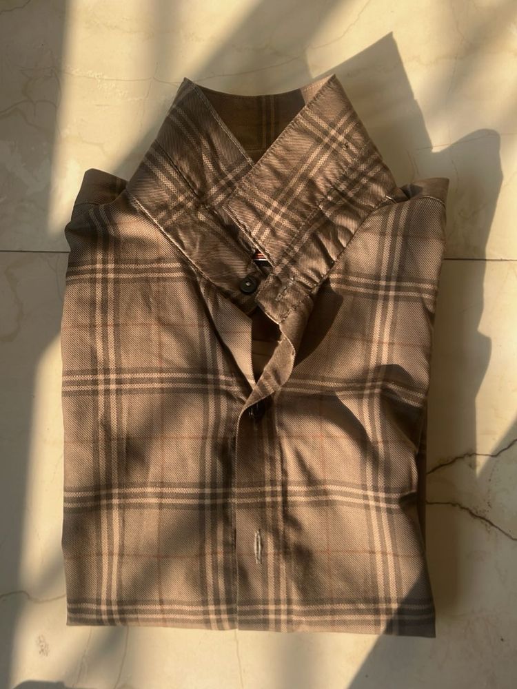 Brown Plaid Casual Shirt