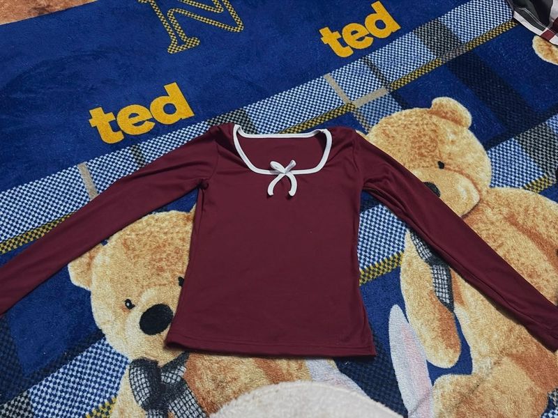 Burgundy Long Sleeve Top