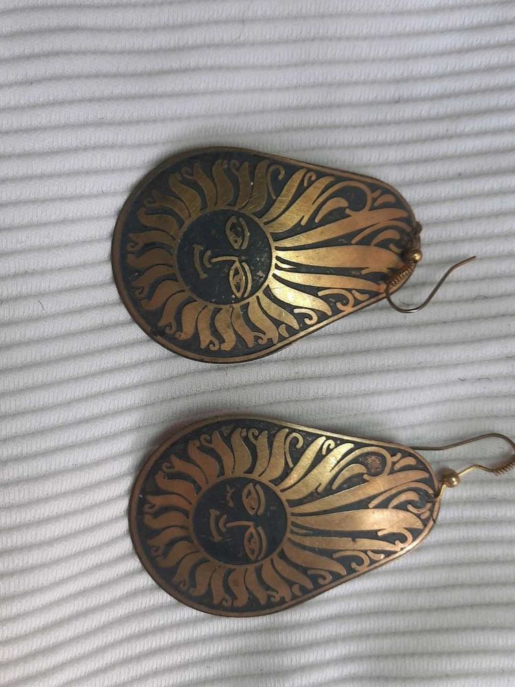 Vintage Sun Face Drop Earrings