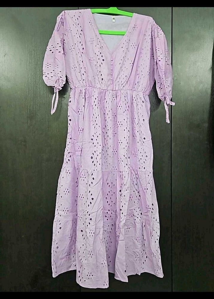 Lavender Eyelet Midi Dress