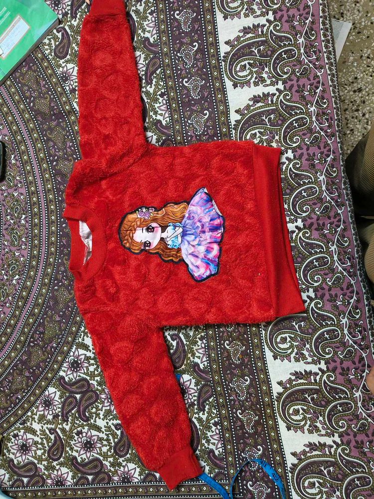 Cute Red Girl&#39;s sweatshirt for 2-4 years