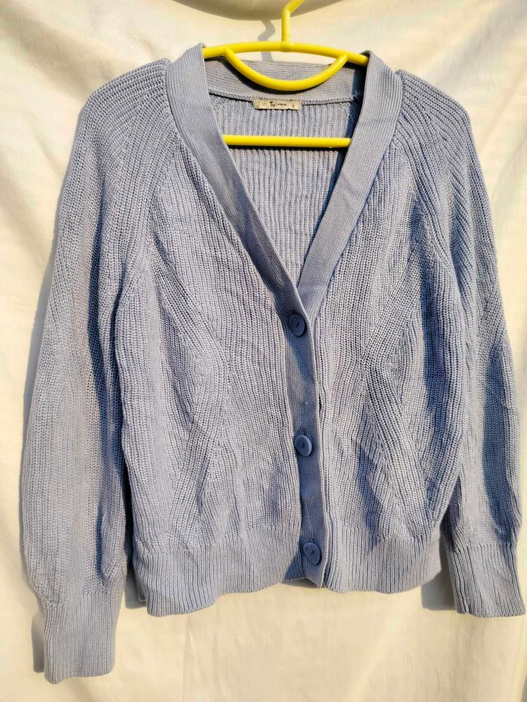 Blue Crochet Cardigan