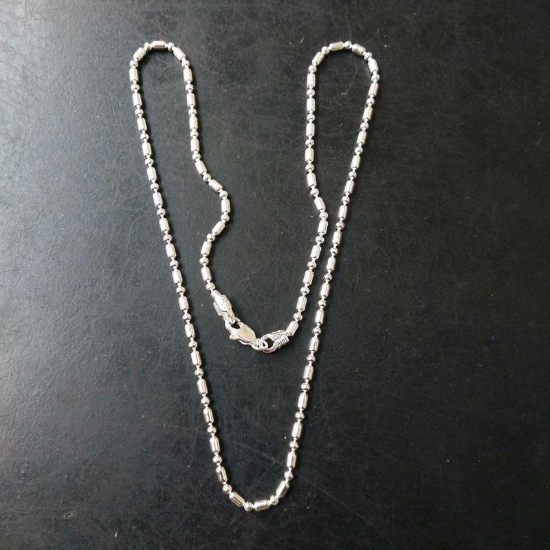 Pure Silver ._. Dot Ball Mix Snack Chain  22&#34;inc