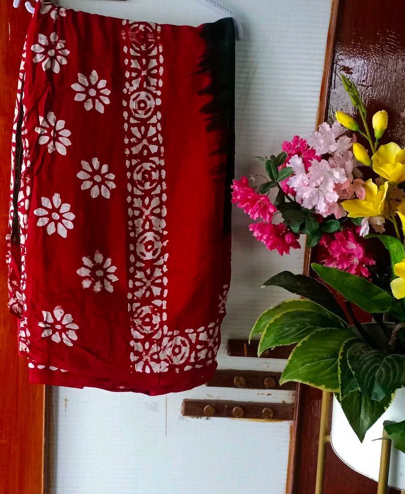 Red Floral Saree