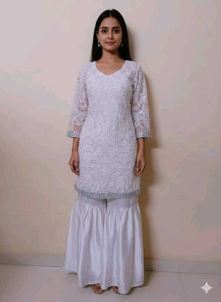 White Embroidered Kurta Set