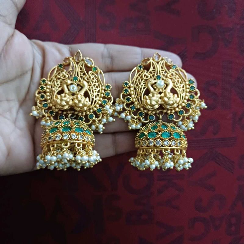 Bridal  Mehendi Jhumka Pearl_Green