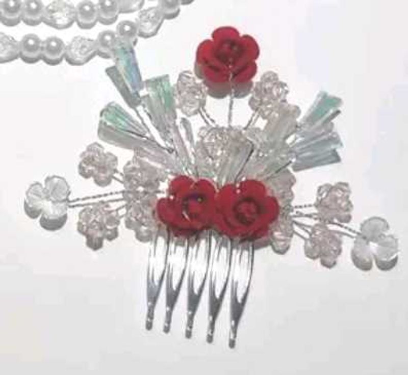 Red Rose Hair Comb