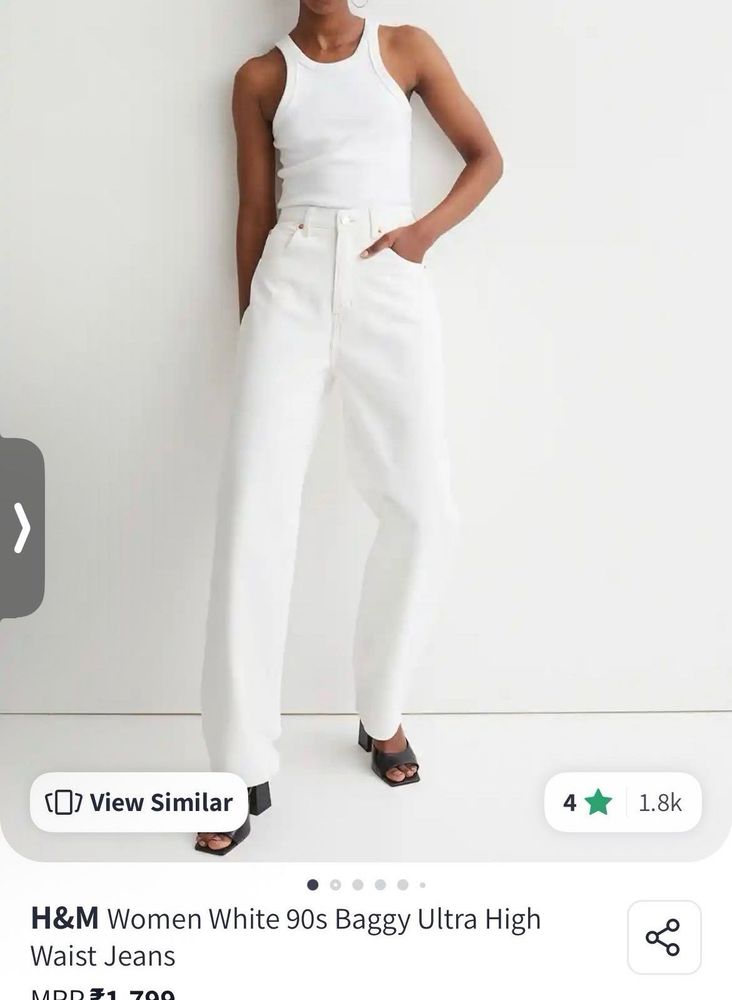 H&amp;M White Baggy Jeans🎀