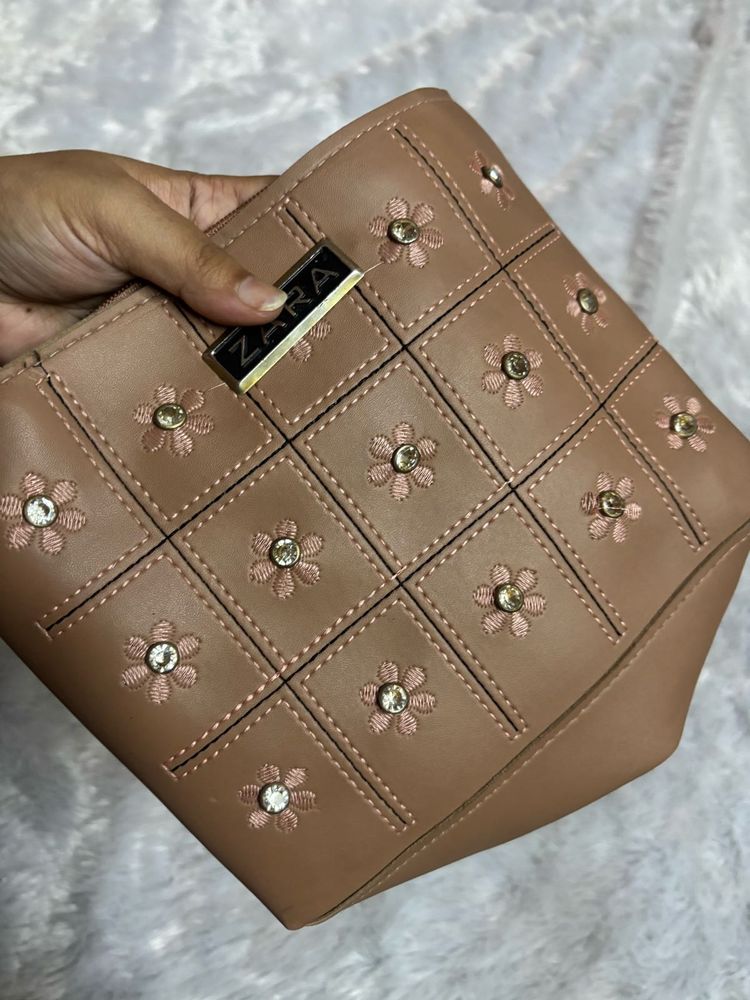 Zara Floral Embellished sling bag