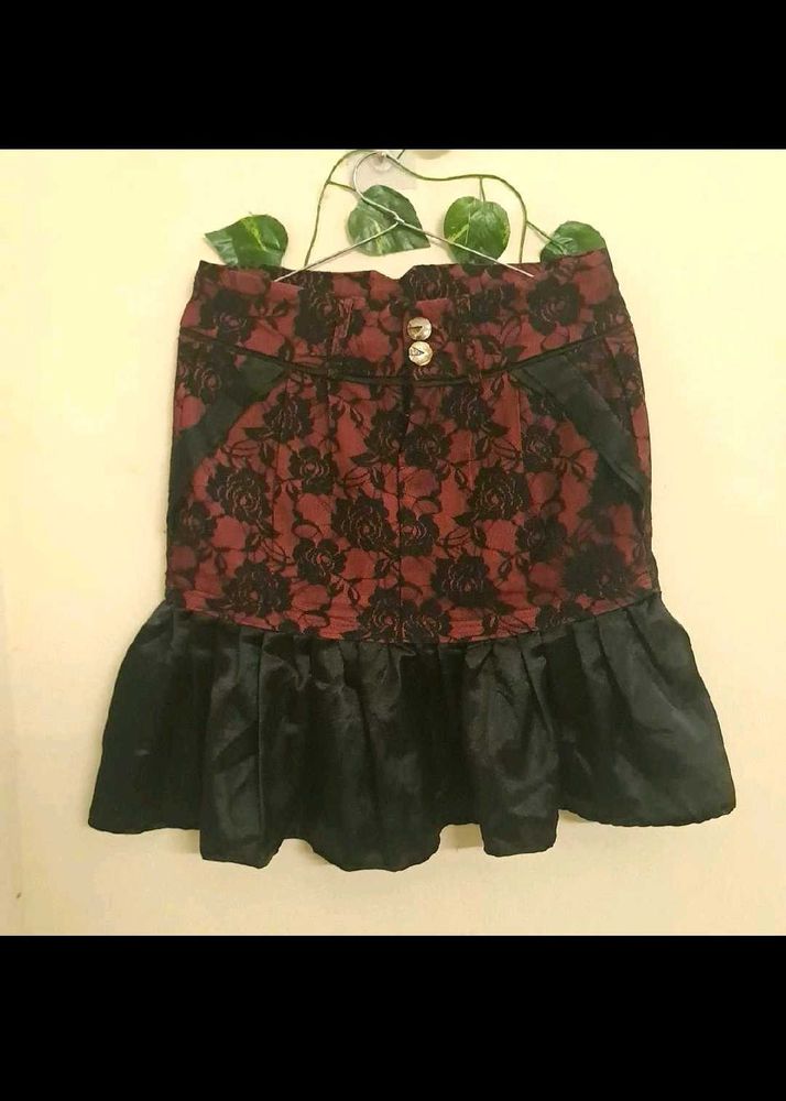Y2K Maroon Gothic Mini Skirt