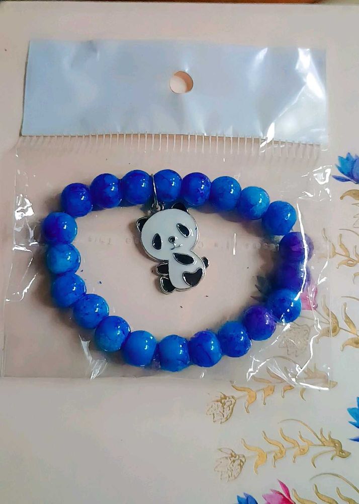 Crackle Bead Bracelet With Panda Charm