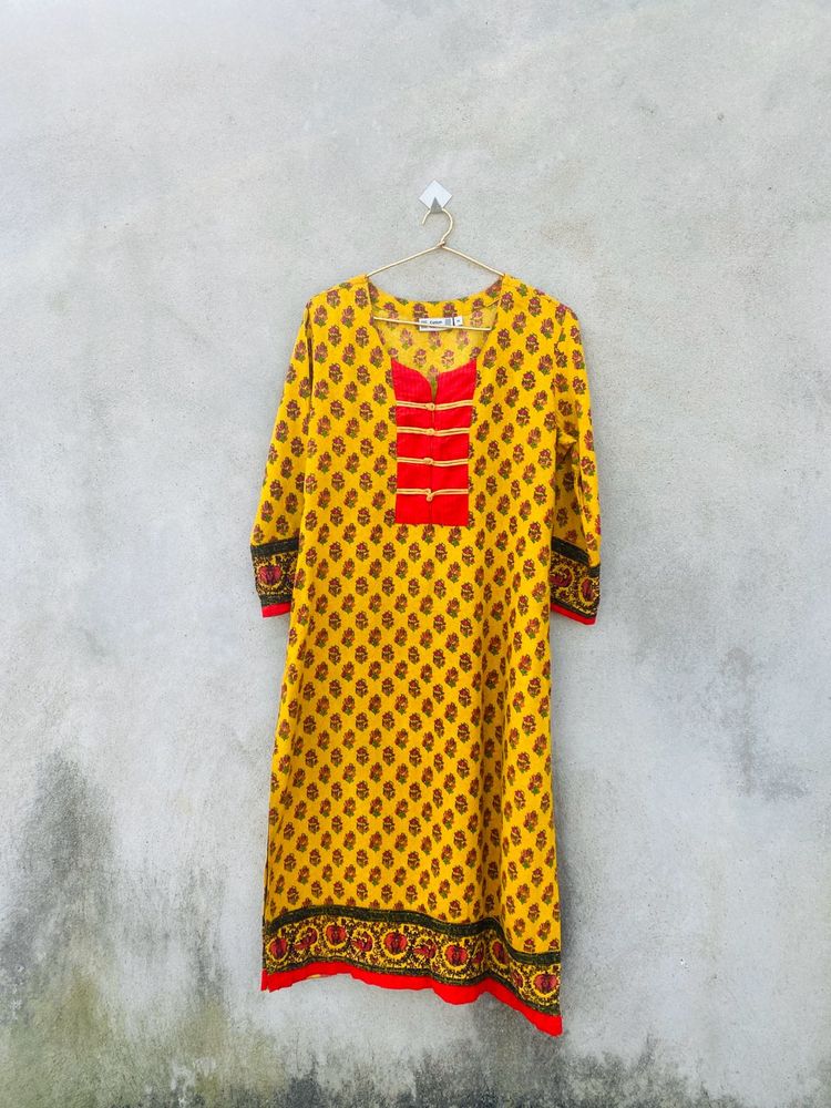 Mustard Printed Kurti
