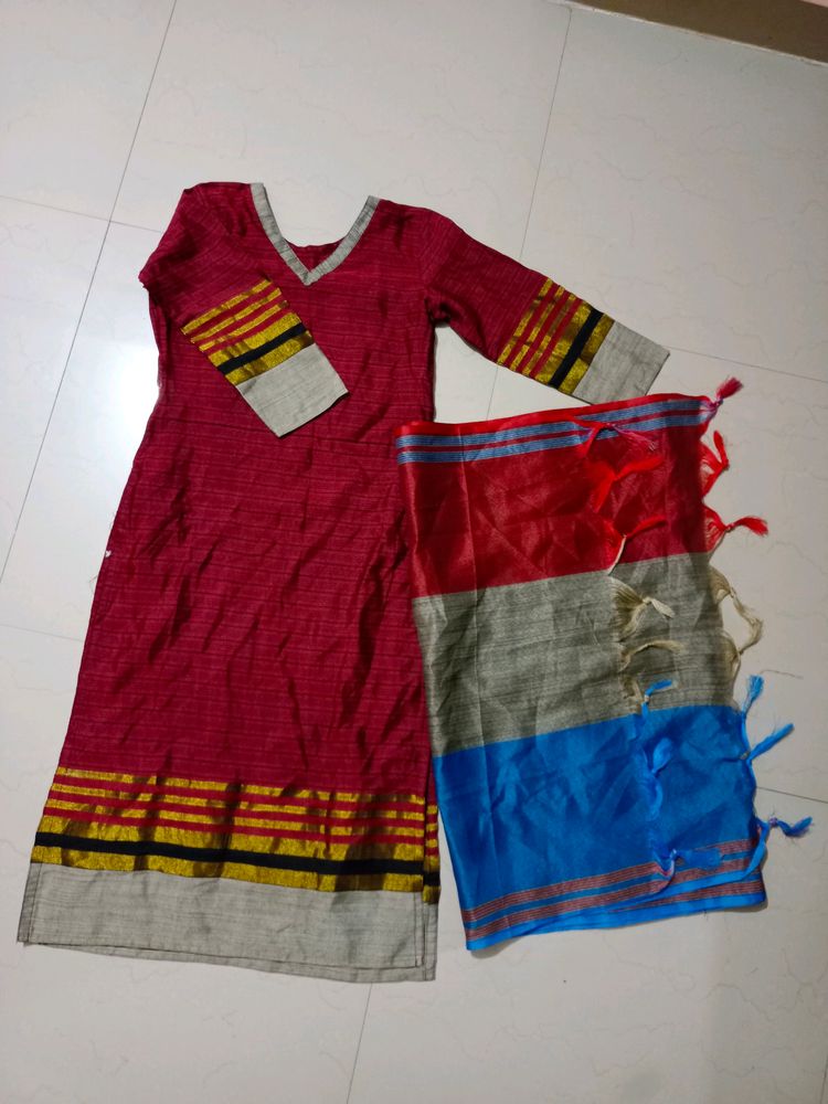 Long Kurti And Dupatta Set