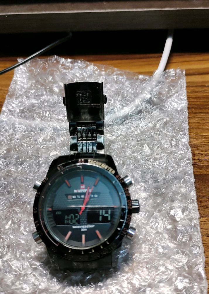 NAVIFORCE 9024 Watches Men Full Steel Quartz Clock Digital LED Watch Army Military Sport watch