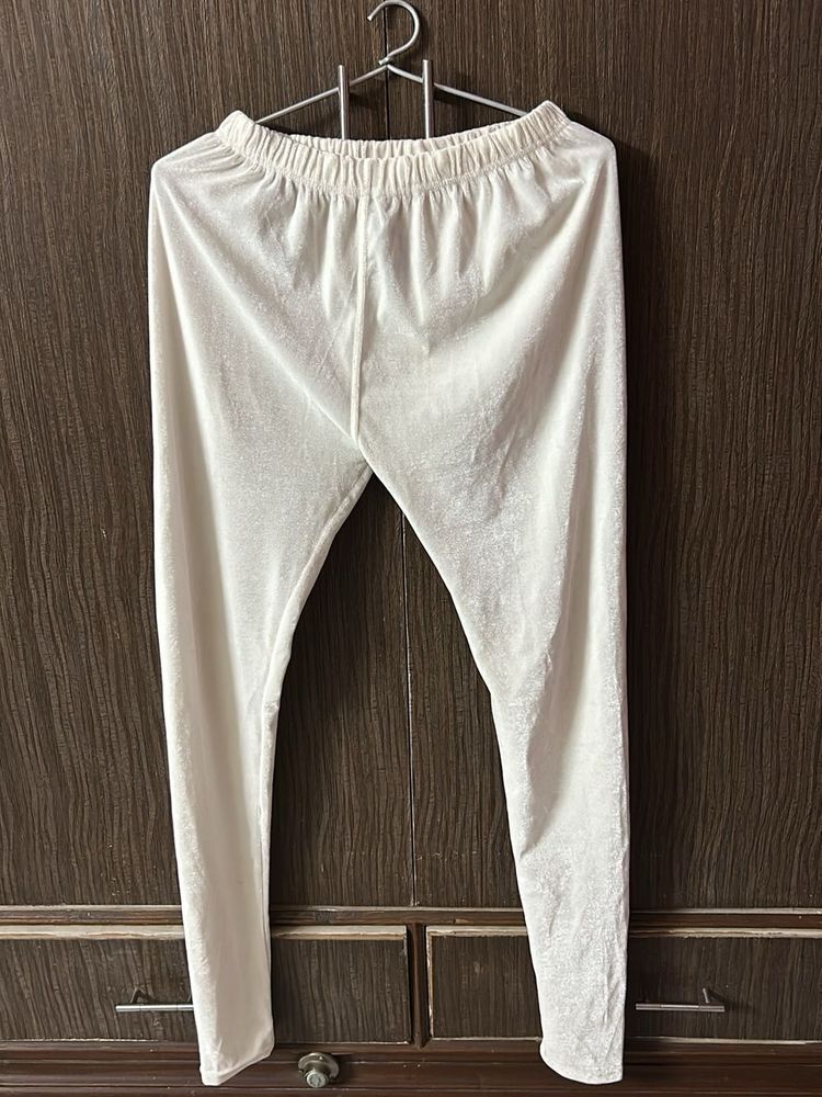 Ivory Velvet Leggings
