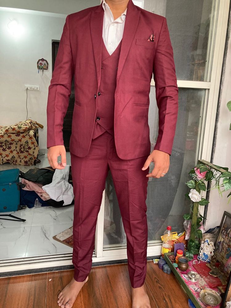Burgundy Three-Piece Suit