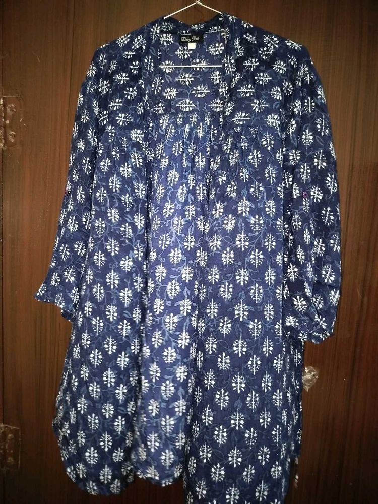 Navy Print Tunic Top