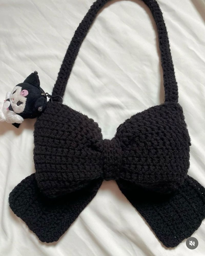 Cute Handmade Crochet Blak Bag