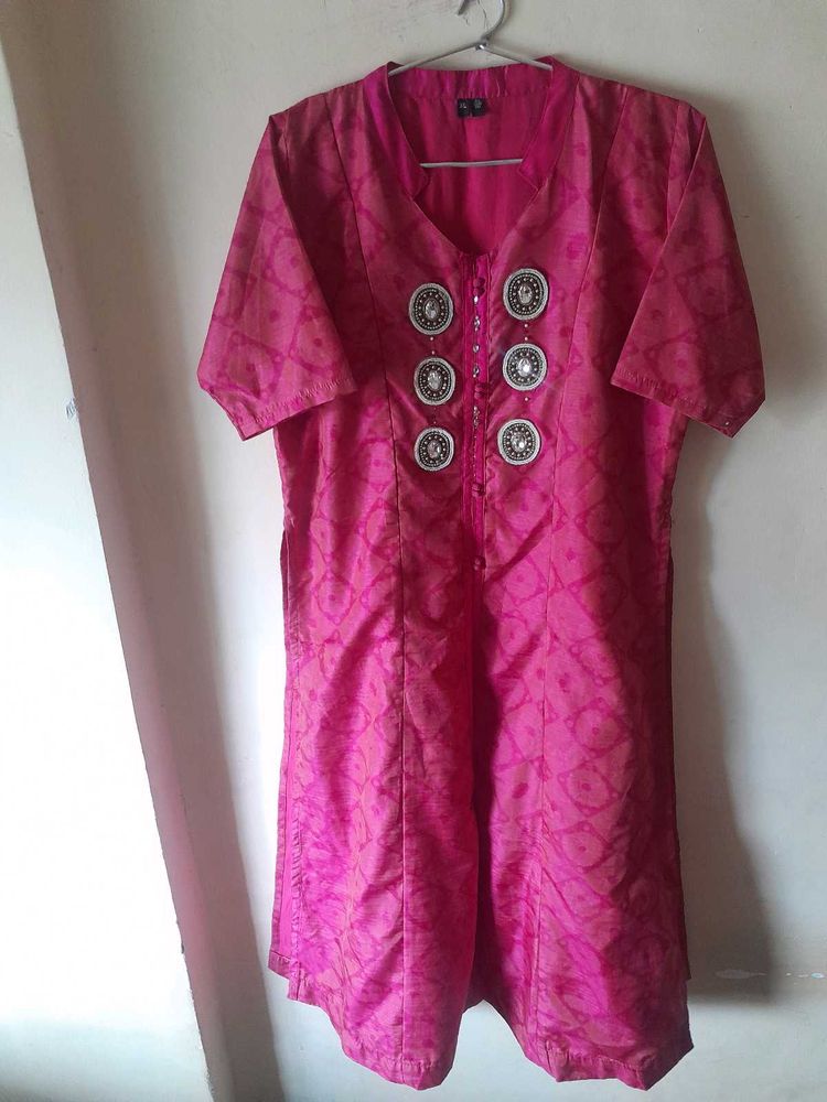Pink Embellished Kurta